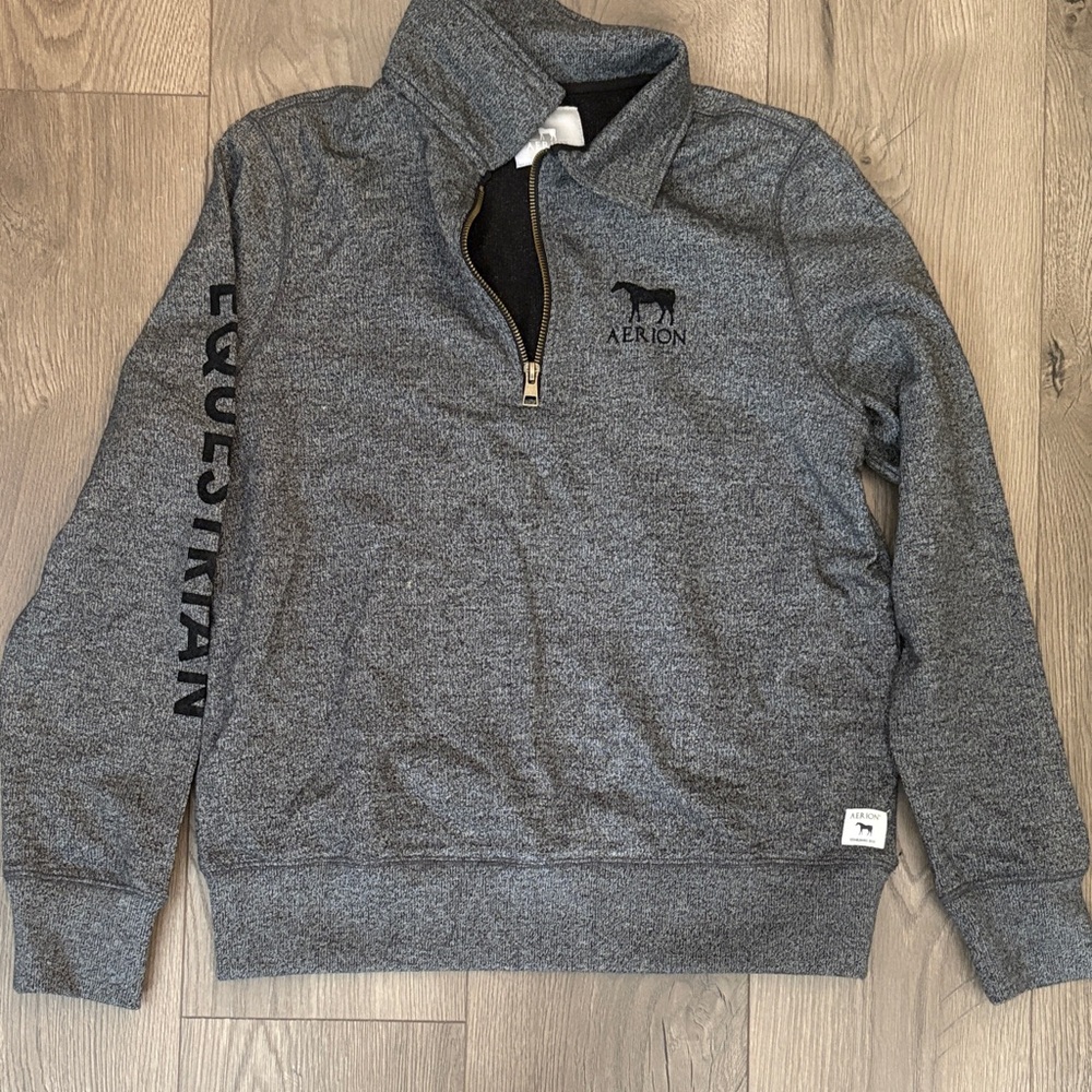 Aerion Equestrian Charcoal Quarter Zip-Up Sweater